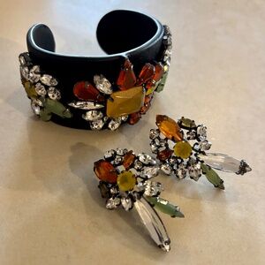 Y2K gem cuff and earrings set